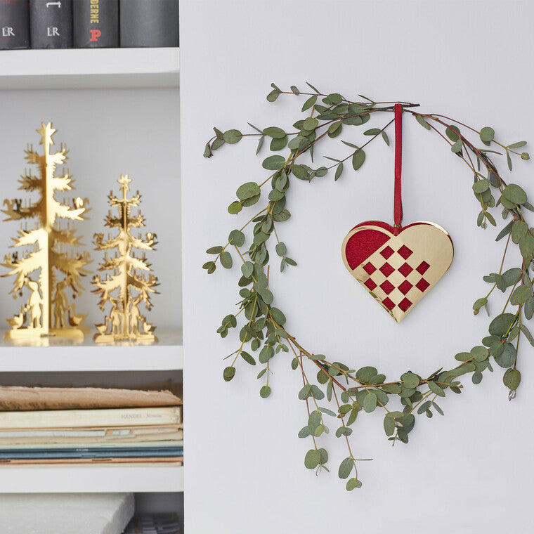 Julehjerte stor forgyldt